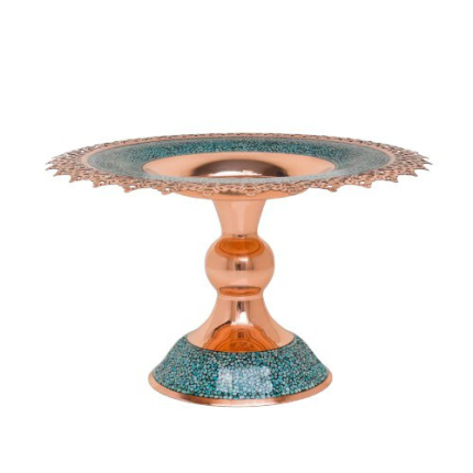 Latticed Decorative Sweet Dish - Neyshabur Turquoise & Copper